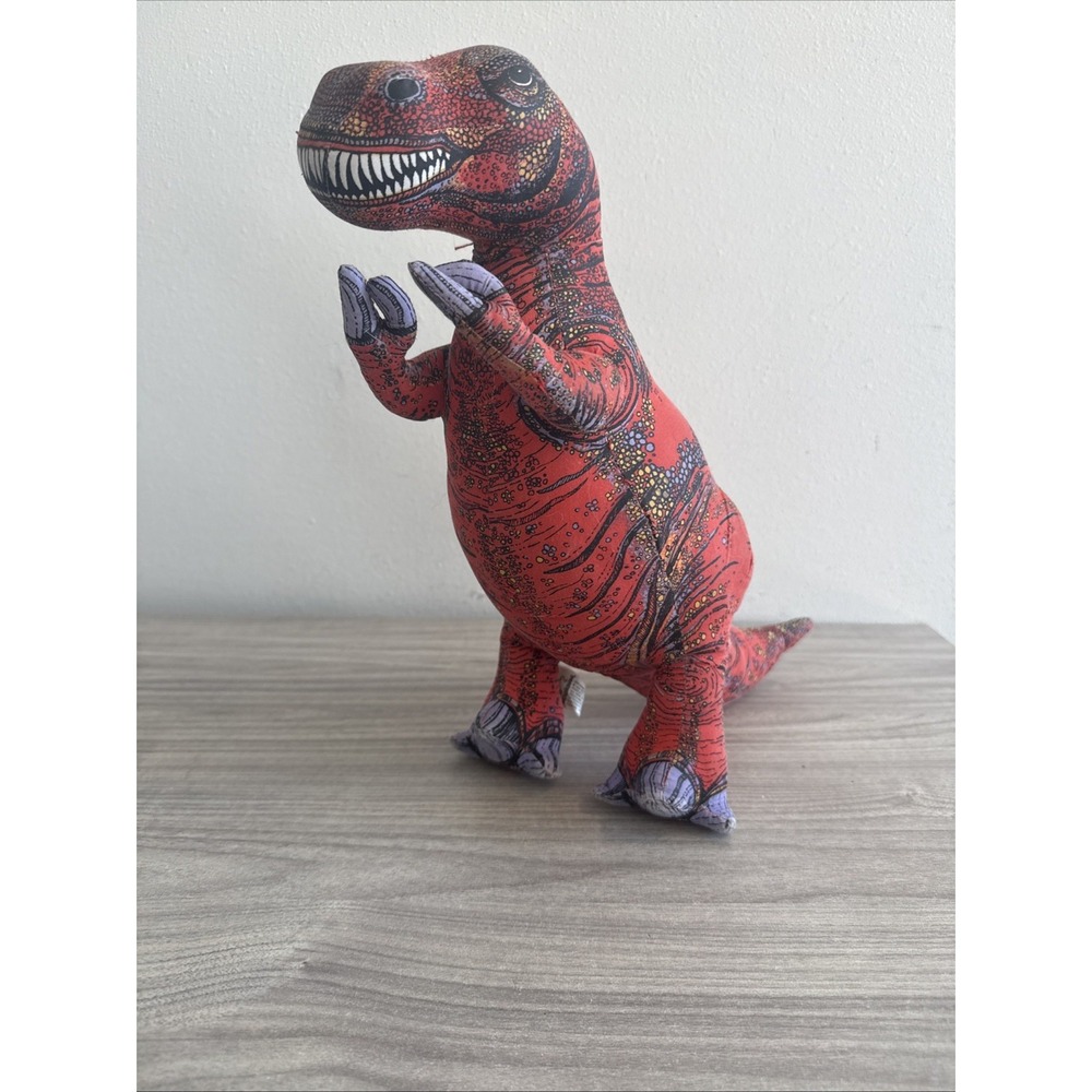 Vintage 1992 Applause Red T-Rex Dinosaur Plush 15" Silk Screened No Odor Stuffed